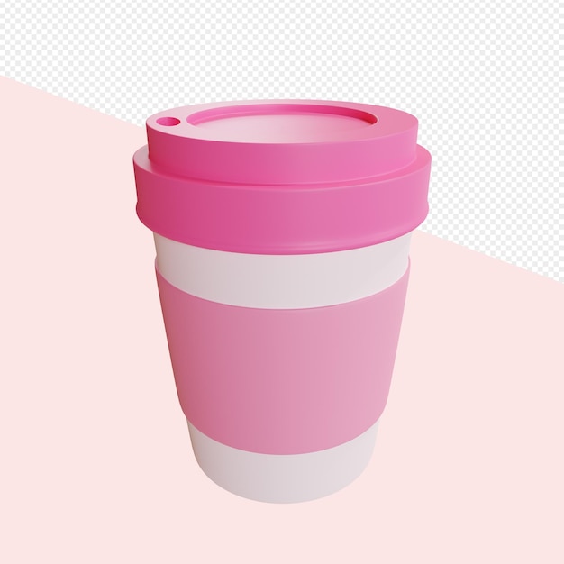 Vaso de papel blanco con tapa rosa