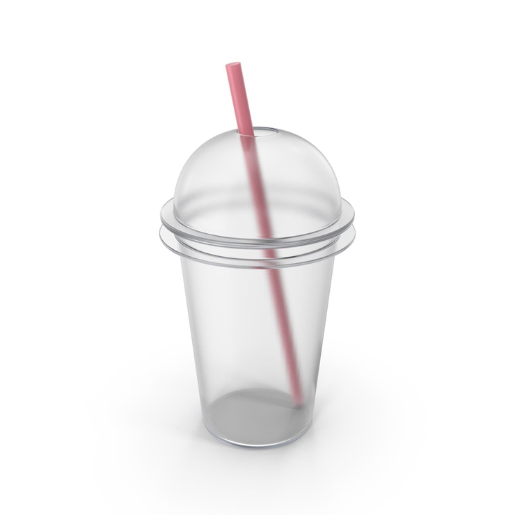 PSD vaso plástico con paja