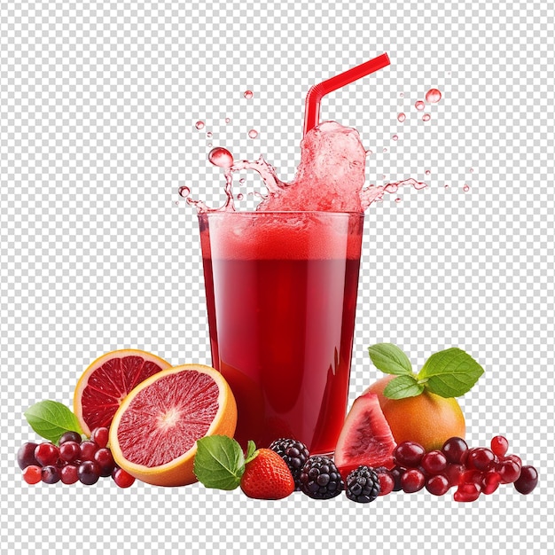 PSD vaso realista de jugo rojo aislado sobre fondo transparente png