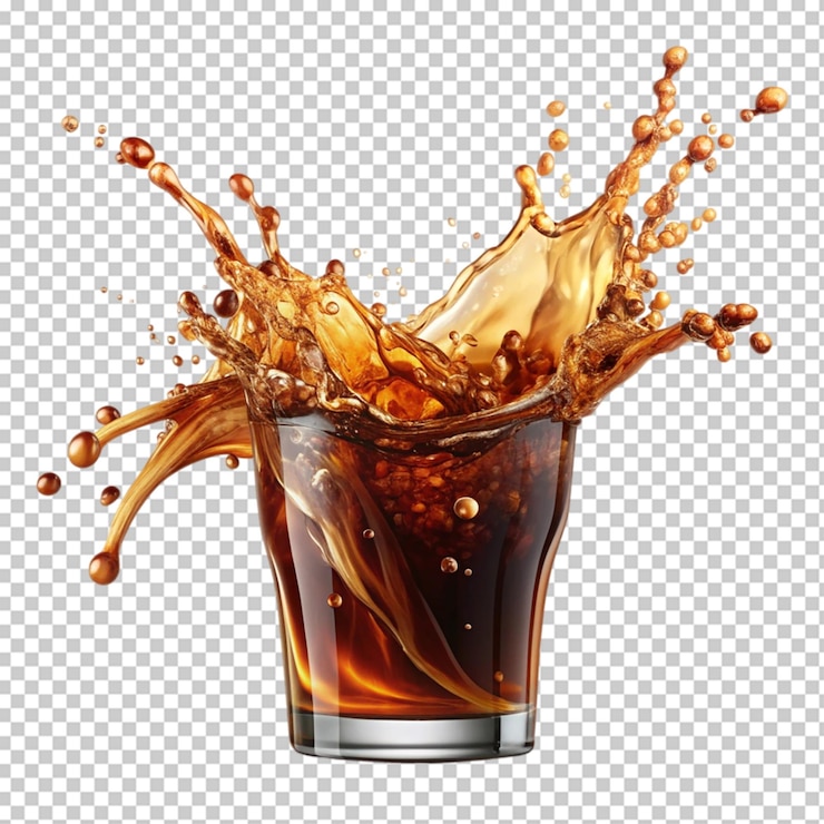 PSD un vaso de refresco con una burbuja en él sobre un fondo transparente