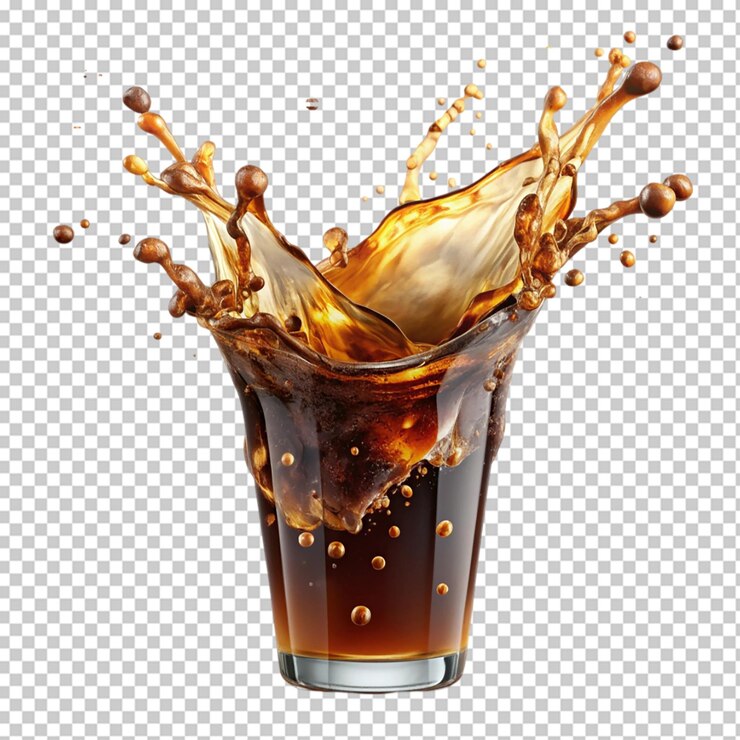 PSD un vaso de refresco con una burbuja en él sobre un fondo transparente