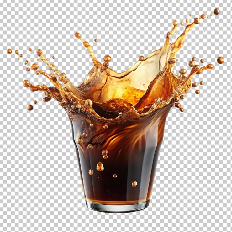 PSD un vaso de refresco con una burbuja en él sobre un fondo transparente