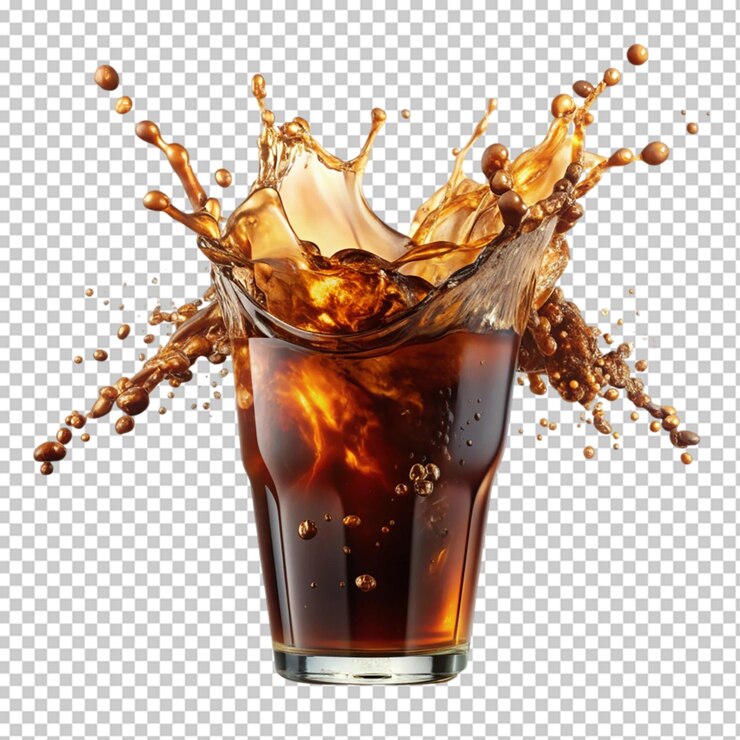 PSD un vaso de refresco con una burbuja en él sobre un fondo transparente