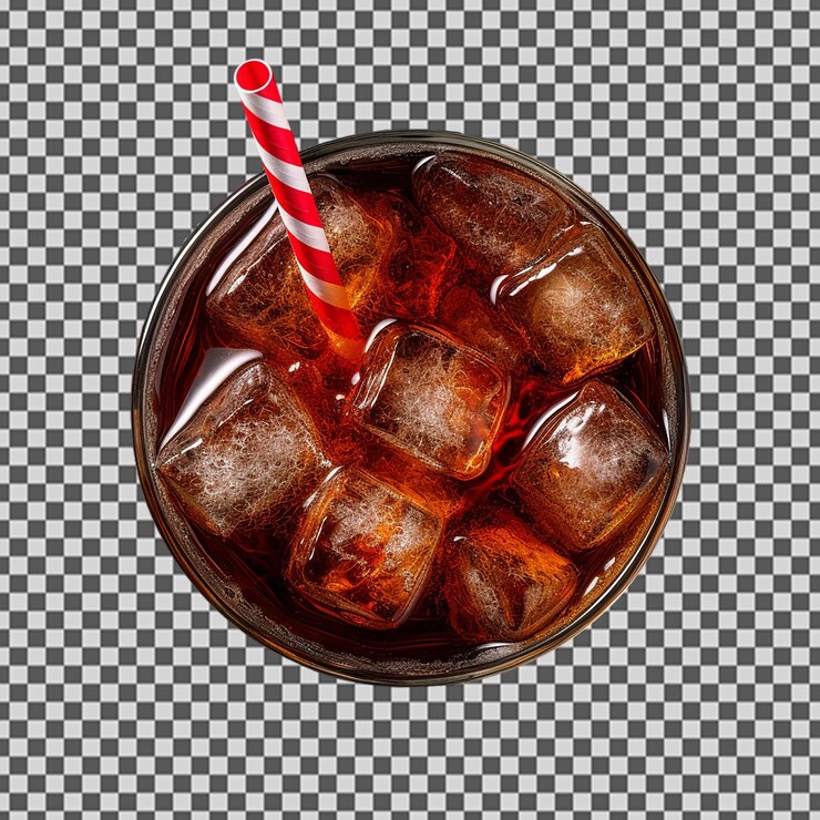PSD un vaso de refresco con una pajita roja en él y una pajita en él