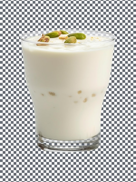 Vaso de sabroso lassi aislado sobre fondo transparente