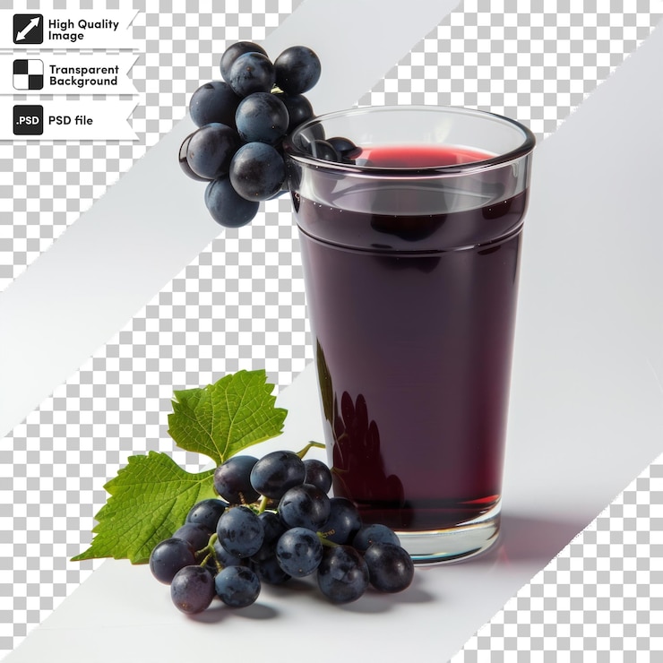 PSD un vaso de vino tinto al lado de un ramo de uvas