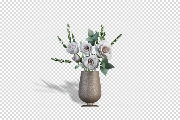 Vasos de flores secas em renderização 3D