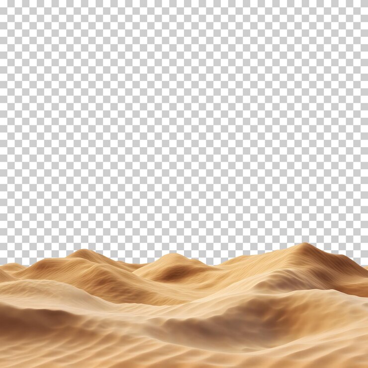 PSD un vasto paisaje desértico con dunas de arena aisladas en un fondo transparente para elegant banner and co.