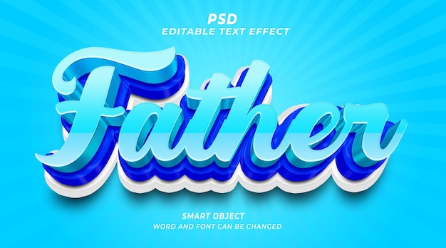Vater 3d psd bearbeitbare Texteffekt-Photoshop-Vorlage mit niedlichem Hintergrund