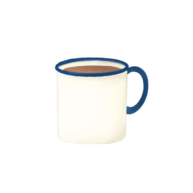 Vecchia tazza smaltata disegnata a mano