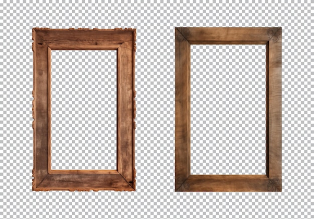 vecchie cornici rettangolari in legno isolate su uno sfondo trasparente.