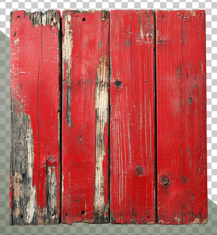 PSD vecchie tavole di legno rosso deteriorate su una superficie piana