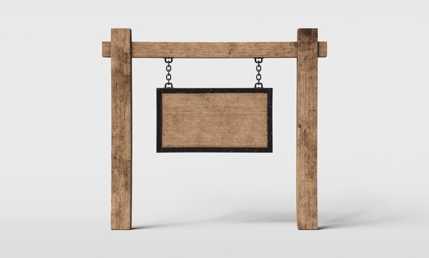 Vecchio cartello in legno medievale Mock up Rendering 3D Non AI