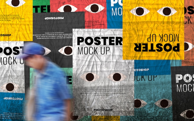 PSD vecchio modello urbano del collage del manifesto della parete realistico