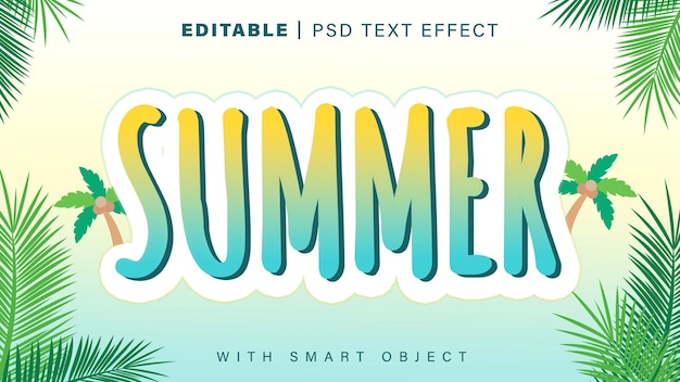Vecteur d'effet de texte d'été tropical modifiable