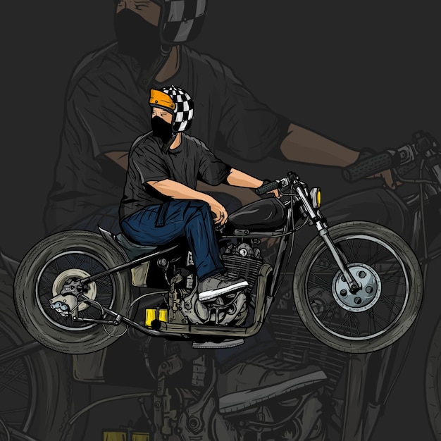 PSD vecteur d'illustration de moto vintage