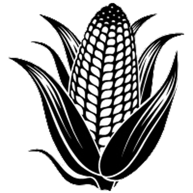 PSD vecteur de silhouette de maïs sur fond blanc