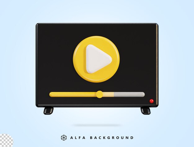 Vector 3d media player video icono en vector ilustración 3d renderizado