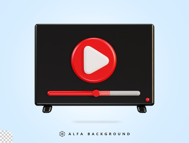 Vector 3d media player video icono en vector ilustración 3d renderizado