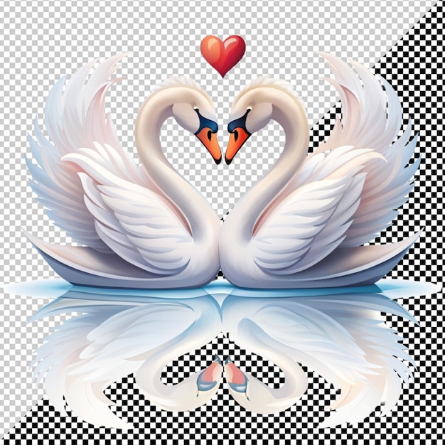 PSD vector de amor de cisne en un fondo transparente