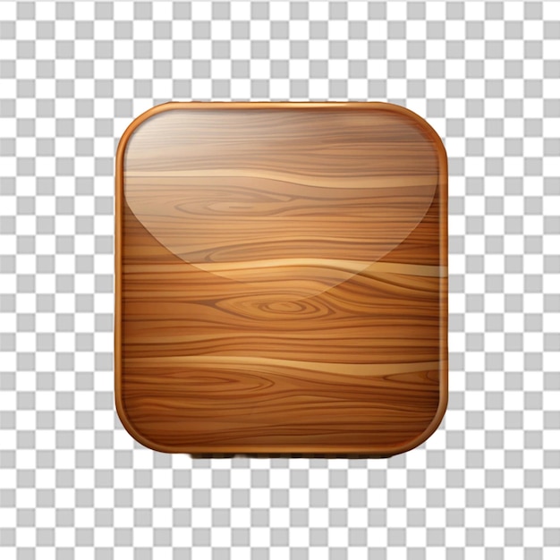 vector app button icon in wood texture isolated on transparent background