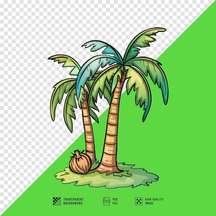 PSD vector de árbol de coco sin fondo calidad hd