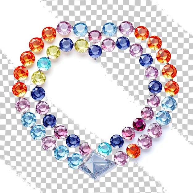 PSD vector brillante piedras de rinoceronte multicolores diamante en forma de corazones y flores anillos redondos aislados