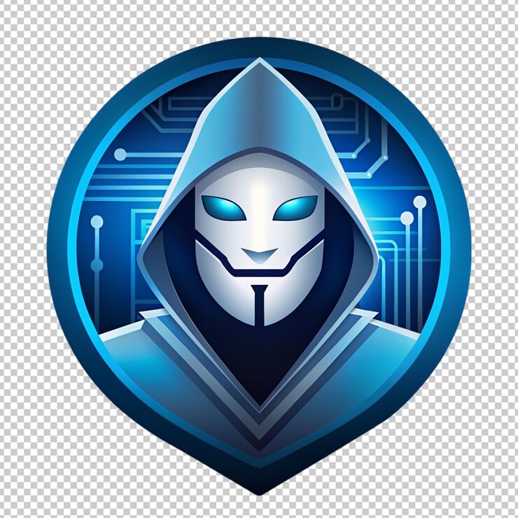 PSD vector de cabeza de hacker de logotipo en un fondo transparente
