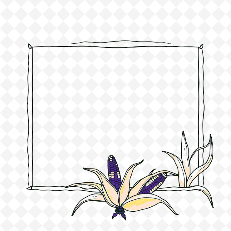 PSD vector de cadre avec des coquilles de maïs colorées maïs indien et png inspiré par la décoration de thanksgiving