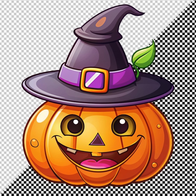 PSD vector de calabaza con sombrero de bruja en un fondo transparente