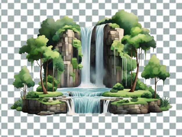 PSD vector cascada realista y rocas png