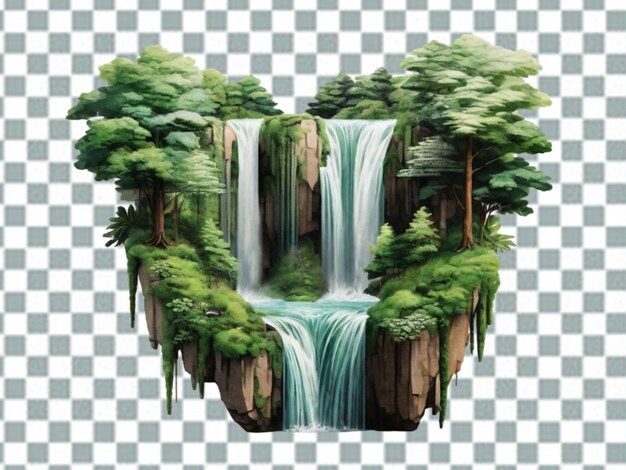 PSD vector cascada realista y rocas png