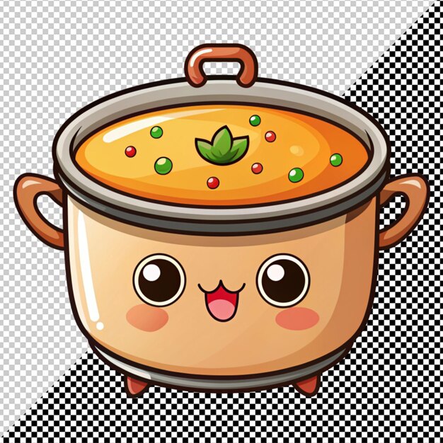 PSD vector de casserole de soupe kawaii sur un fond transparent