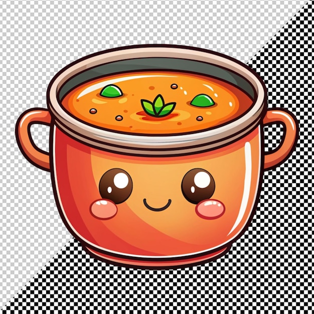 PSD vector de casserole de soupe kawaii sur un fond transparent