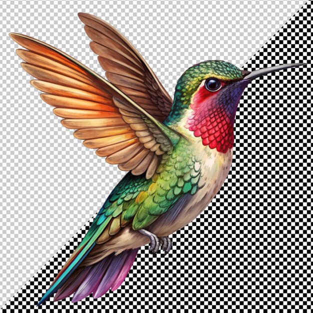 PSD vector de colibrí sobre un fondo transparente