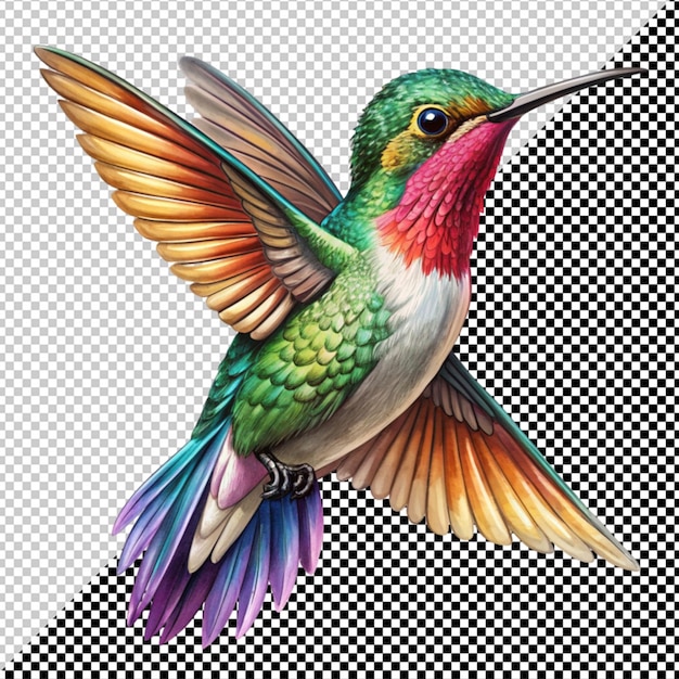 Vector de colibrí sobre un fondo transparente