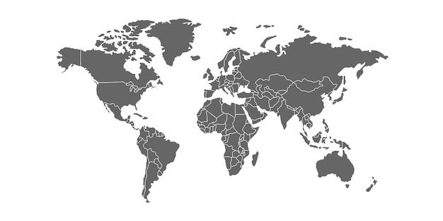 Vector de contour de carte du monde Silhouette des pays globaux