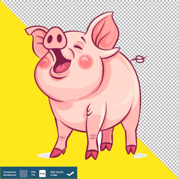 PSD vector cute pig squealing en voz alta dibujos animados de fondo transparente png psd