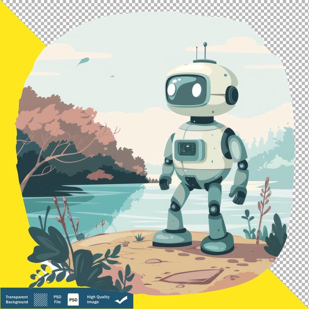 Vector cute robots lernen menschliches verhalten transparenter hintergrund png psd