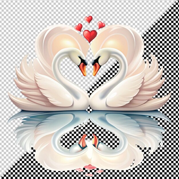 Vector de amor de cisne em fundo transparente