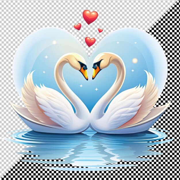 PSD vector de amor de cisne em fundo transparente