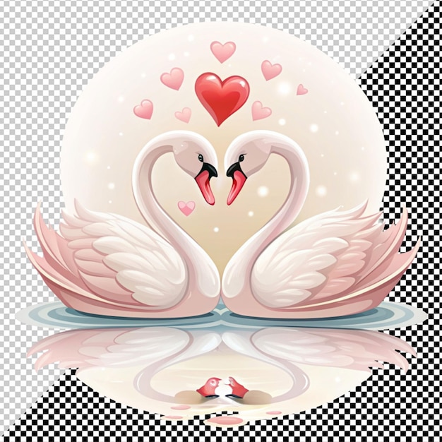 Vector de amor de cisne em fundo transparente