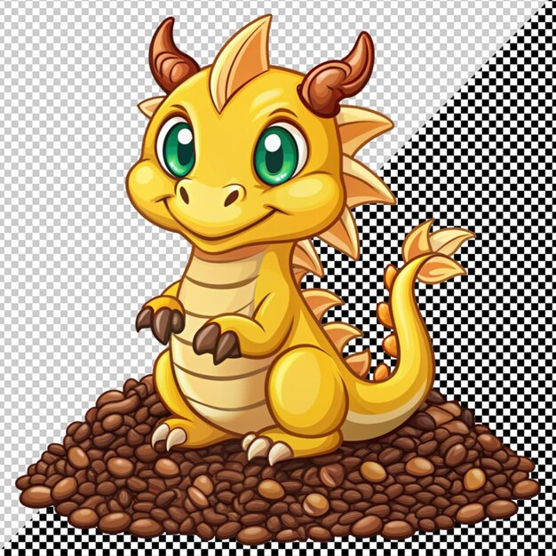 Vector de dragão amarelo bonito em fundo transparente