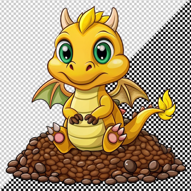 PSD vector de dragão amarelo bonito em fundo transparente