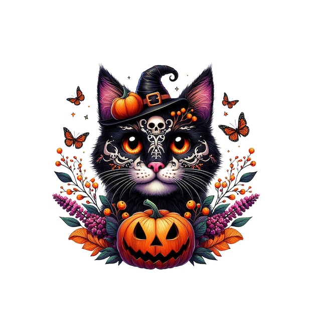 PSD vector de gato hallween