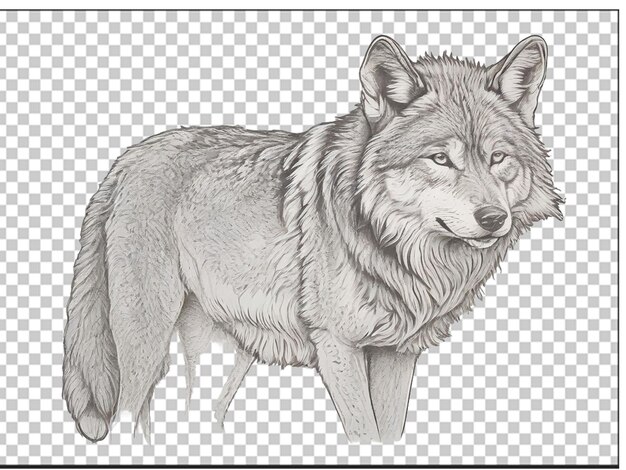 PSD vector dessiné à la main contour de loup logo arrière-plan