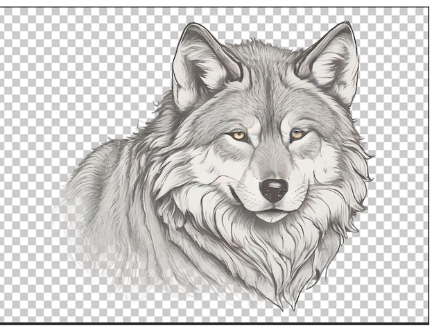 PSD vector dessiné à la main contour de loup logo arrière-plan