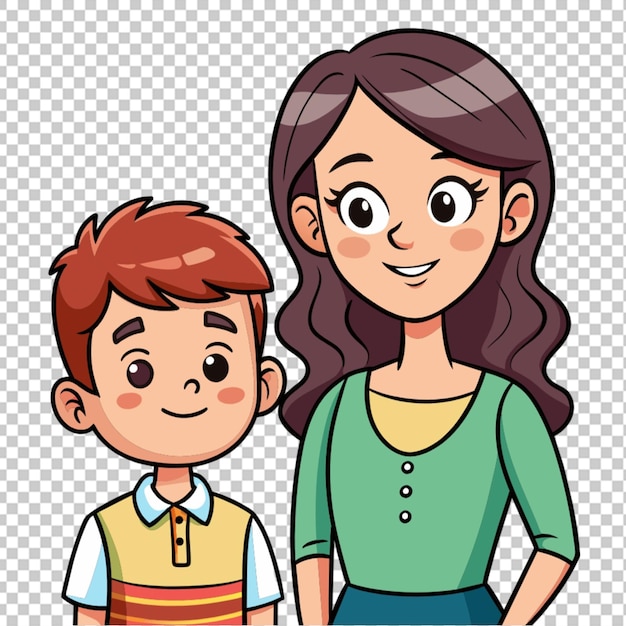 Vector dibujado a mano madre e hijo ilustración de dibujos animados