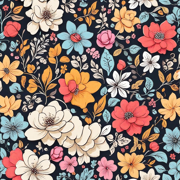 PSD vector fleurs colorées motif sans couture