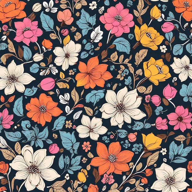 PSD vector fleurs colorées motif sans couture